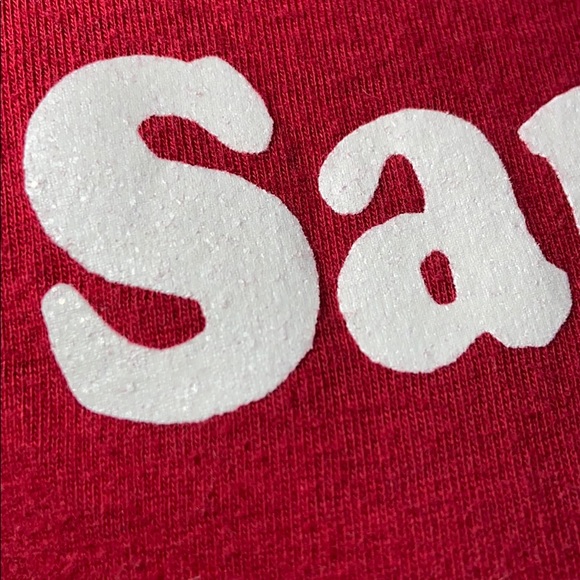 Santa is my homeboy red tee with sparkly words - Picture 5 of 7